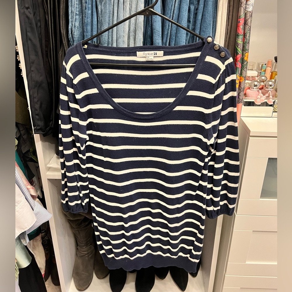 Forever 21 Navy & White Stripe Sweater